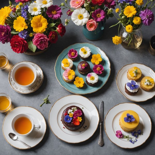 Comment concevoir une carte de desserts à base de fleurs comestibles pour un salon de thé artisanal?